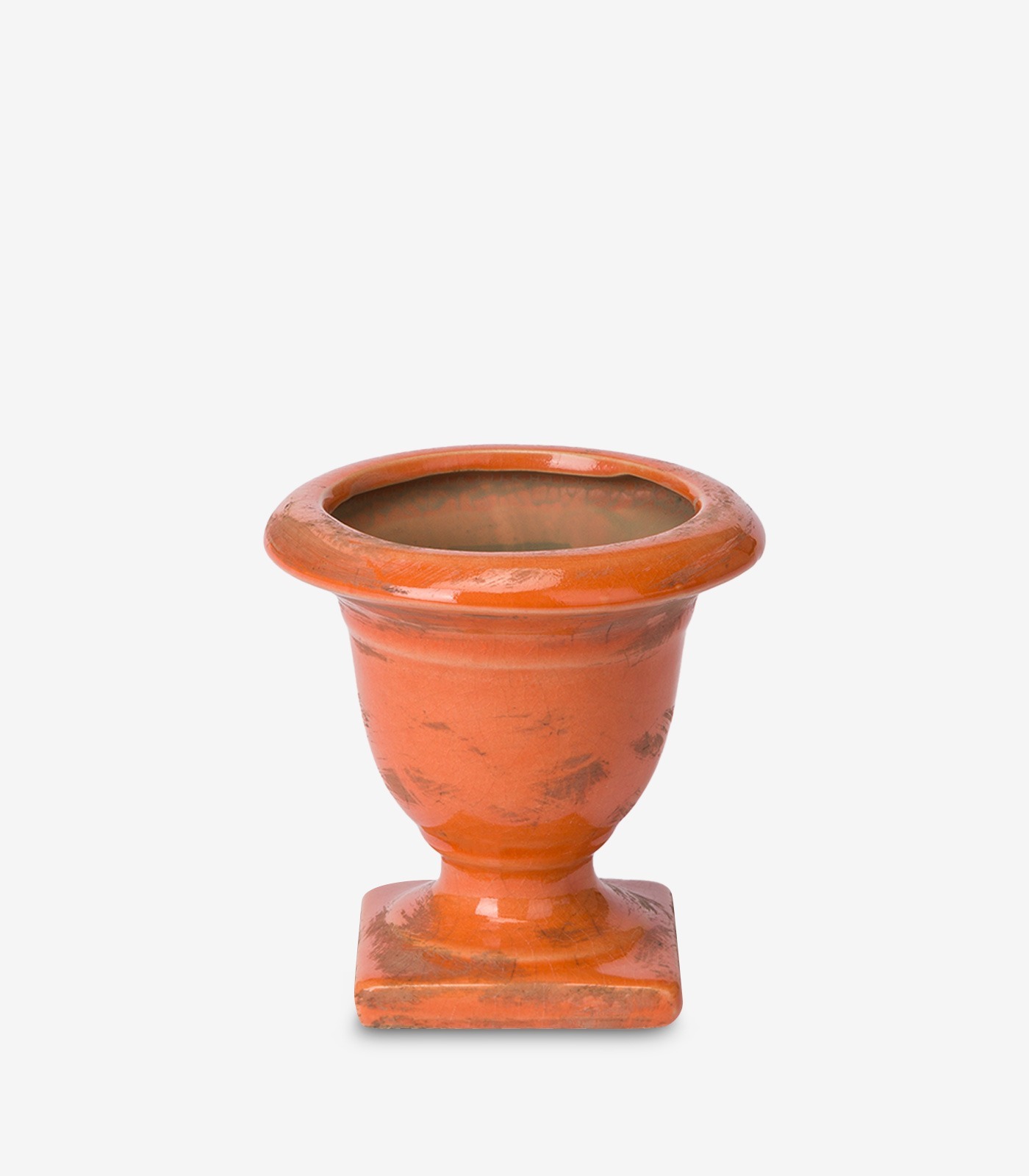 Vaso in Maiolica Base Quadrata Arancio