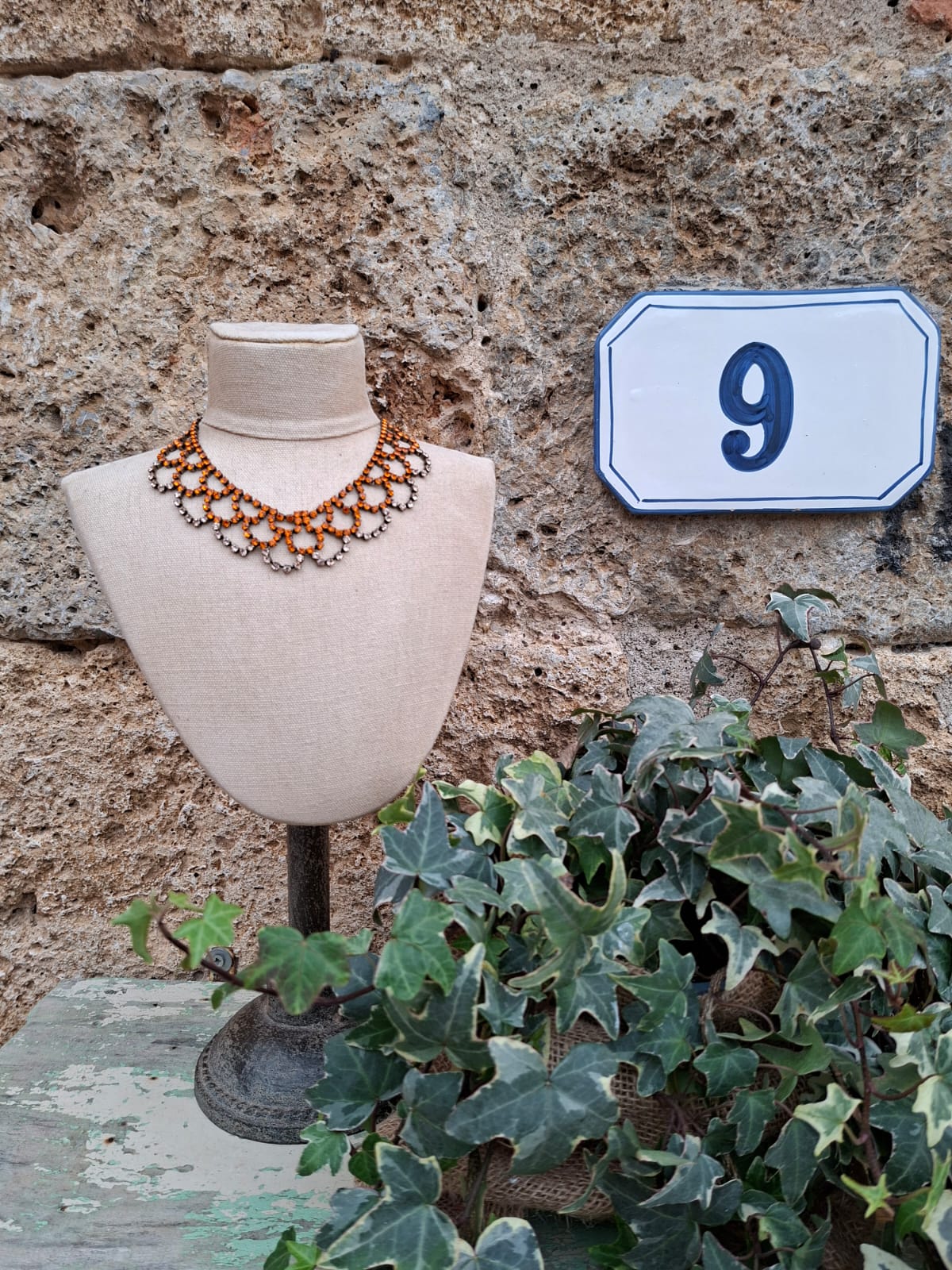 Collana ottone e strass Gioia